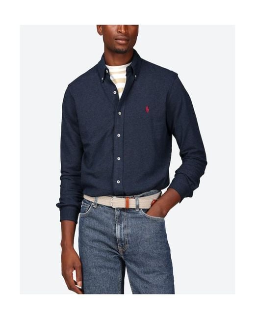 Polo Ralph Lauren Blue Logo Embroidered Shirt for men