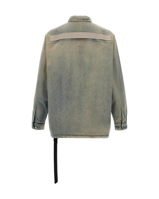 Rick Owens Gray Denim Oversized Overshirt for men