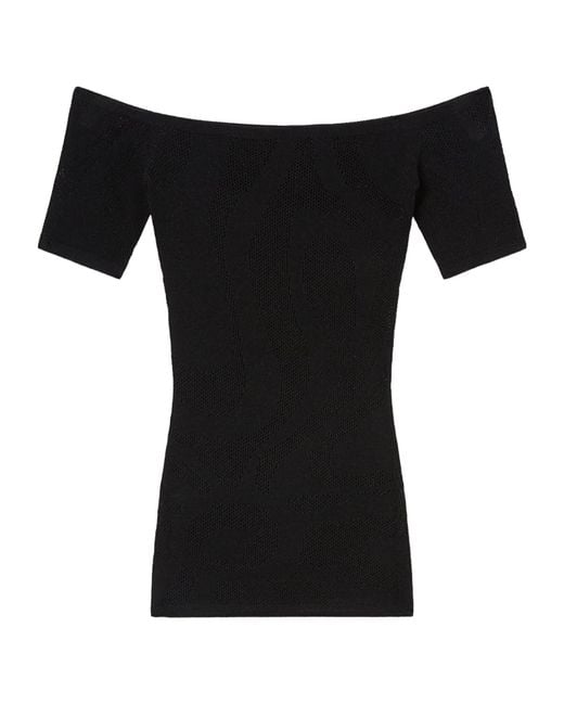 Emilio Pucci Black Pucci Marmo Off-Shoulder Fitted Top
