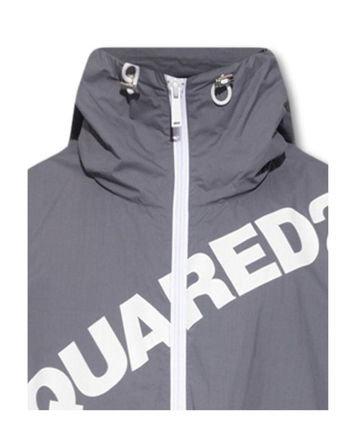 DSquared² Blue Logo Printed Zipped Jacket for men