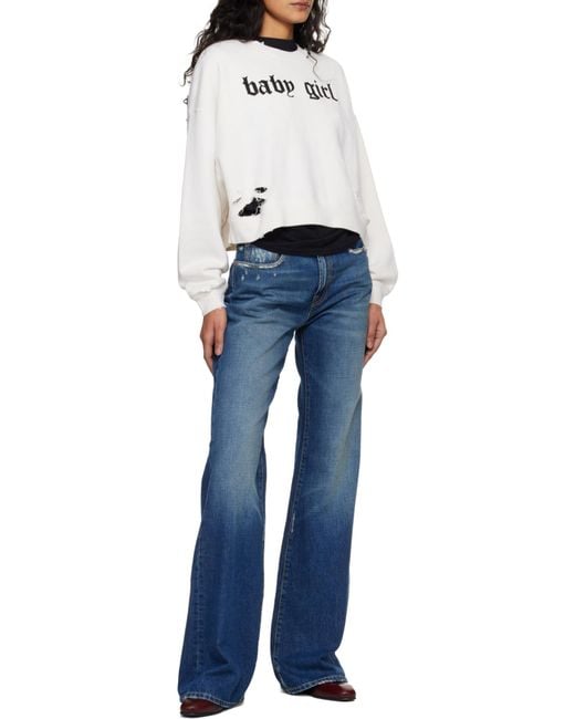 R13 White Baby Girl Distressed Sweatshirt