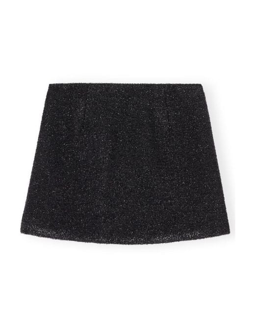 Ganni Black Sparkle Mini Skirt