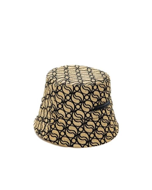 Stella McCartney White S Wave Woven Straw Logo-Patch Bucket Hat