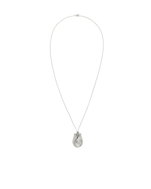 Khaite White Keefe Palladium-Coated Pendant Necklace