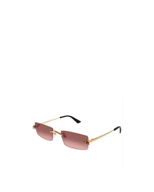 Cartier Brown Frameless Rectangular Sunglasses for men