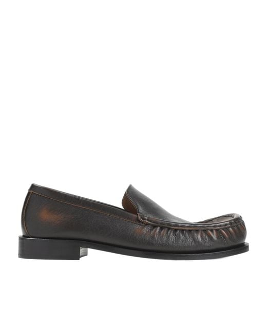 Dries Van Noten Black Square Toe Loafers for men