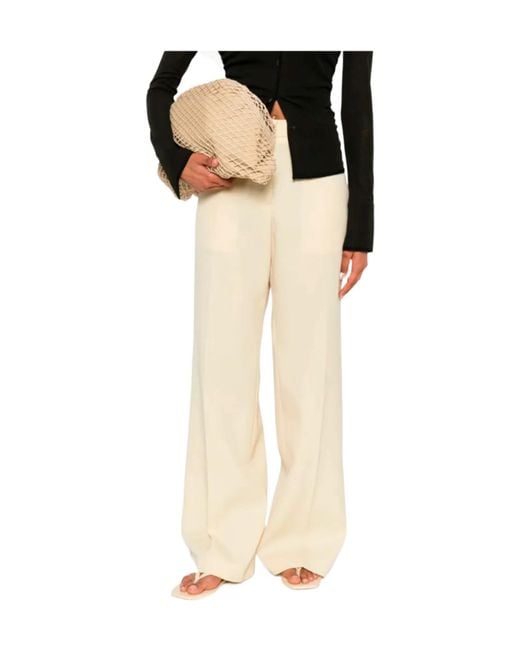 Jil Sander Natural High-Waisted Wool Trousers