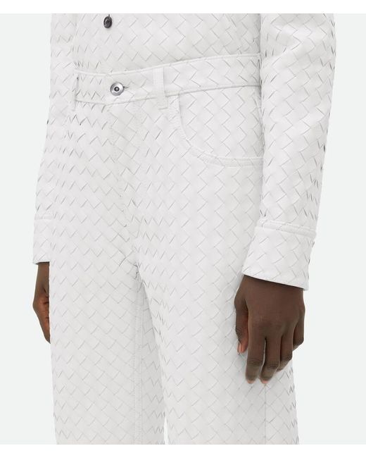 Bottega Veneta White Intreciato Patterned Casual Pants