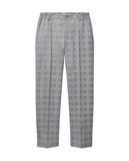 Versace Gray Checked Tailored Pants for men