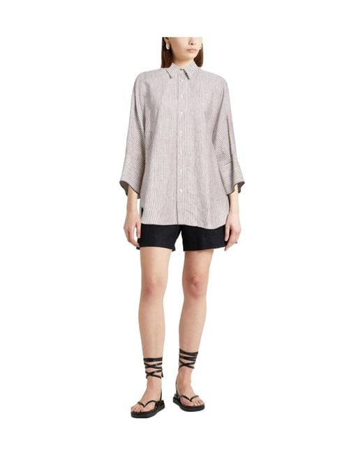 Brunello Cucinelli White Patterned Shirts Blouses