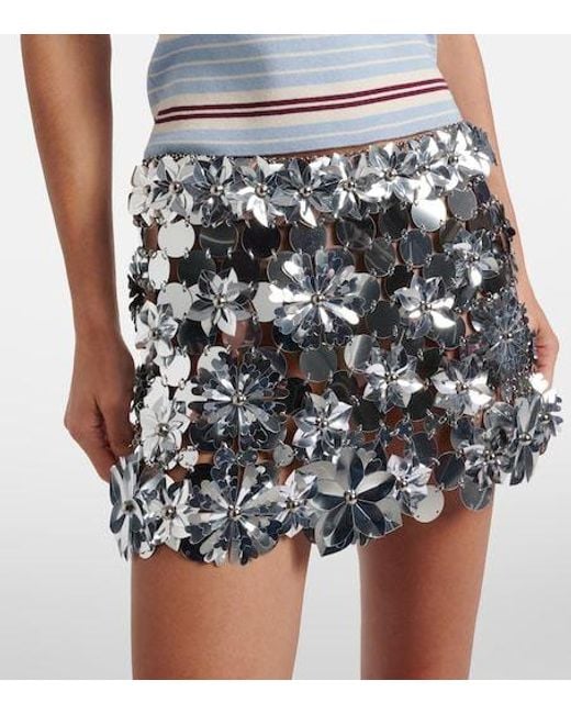 Rabanne White Embellished Chainmail Miniskirt