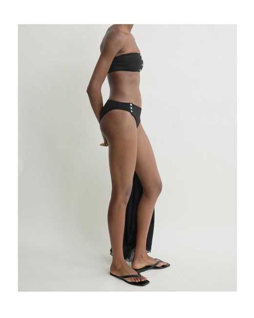 Totême  Black Ribbed Strapless Bikini Top