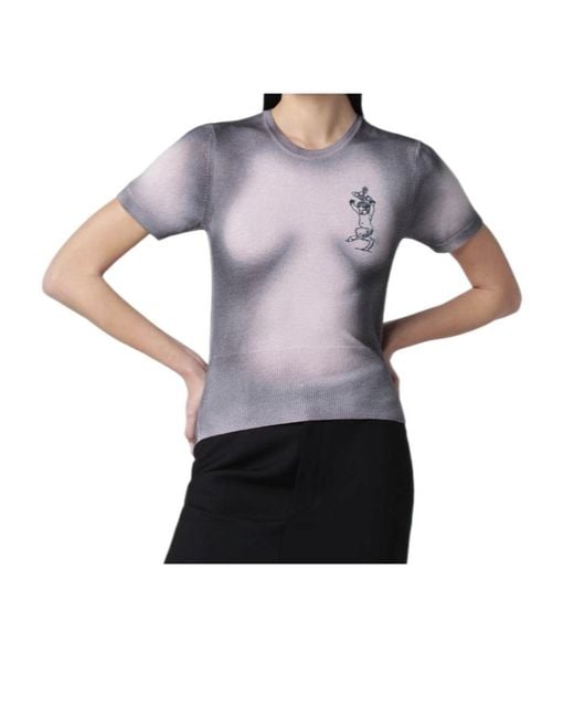 Vivienne Westwood Blue Elle Embroidered Ombré Crewneck Cardigan