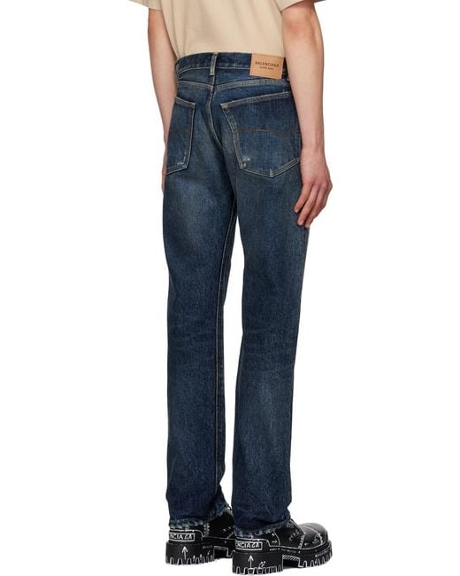 Balenciaga Blue Faded Wide-Leg Jeans for men