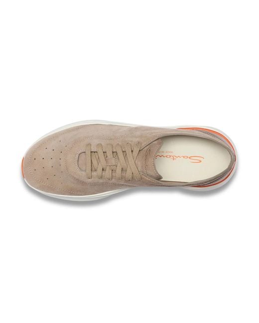 Santoni Brown Round Toe Sneakers for men