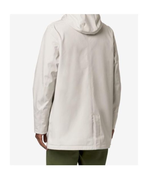 K-Way White Hooded Waterproof Hooded Jacket for men