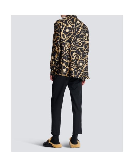 Balmain Multicolor Silk Chain Print Shirt for men