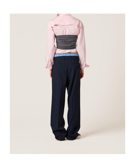 Miu Miu Blue Straight-Leg Tailored Trousers