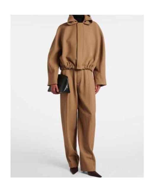 Victoria Beckham Natural High-Rise Virgin Wool Wide-Leg Pants