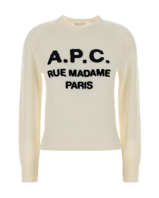 A.P.C. White Alissa Logo-Print Raglan-Sleeve Sweater
