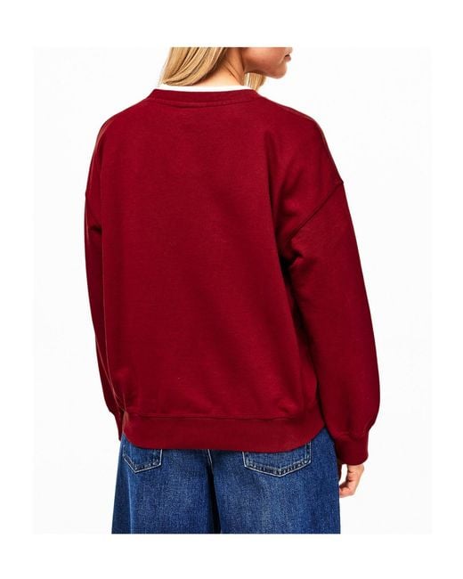 Ganni Red Graphic Crew-Neck Sweatshirt