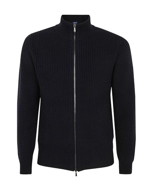 Drumohr Blue Zippered Sweater Cardigan for men