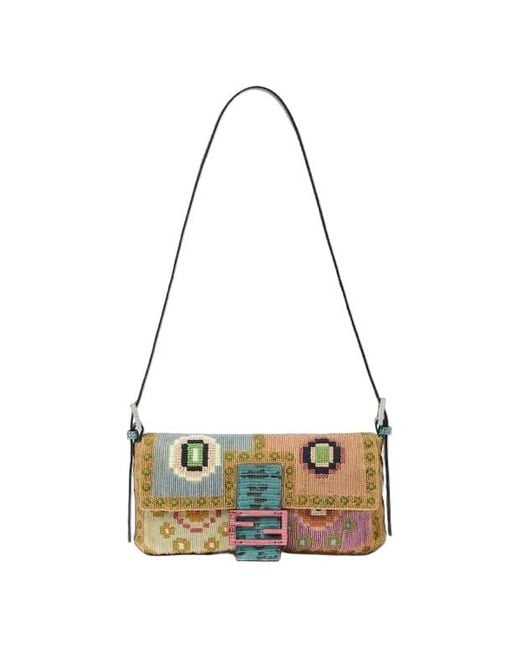Fendi Metallic Baguette Shoulder Bag