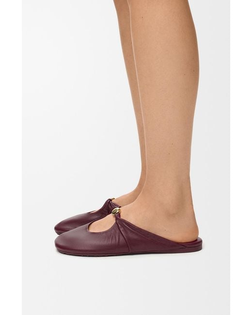 Loewe Brown Pebble Leather Mules