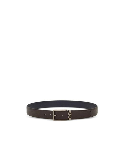 Ferragamo White Ferragamo Reversible Gancini Belt for men