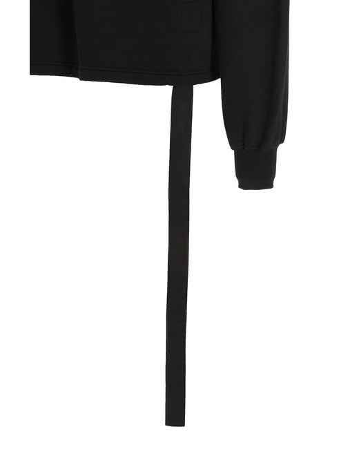 Rick Owens Black Asymmetrical Stitching Hoodie for men