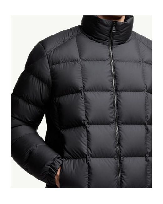 Moncler Blue Eglise Square-Quilted Hooded Short Down Jacket for men