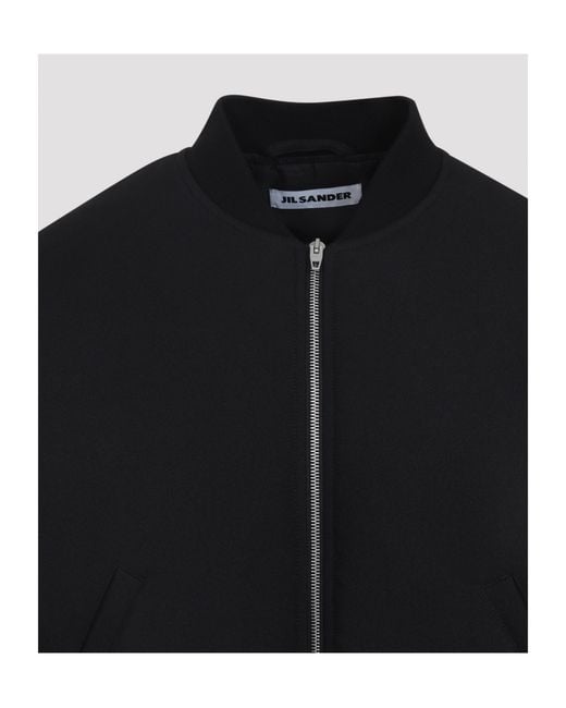 Jil Sander Black Ribbed-Trim Zip-Up Bomber Jacket for men