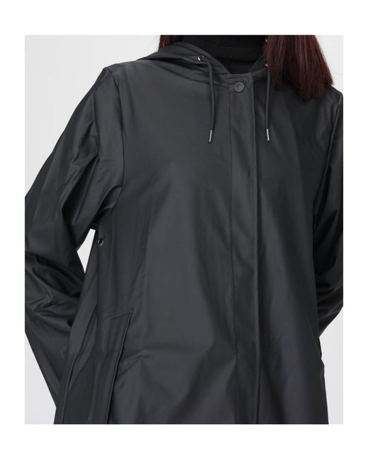 Rains Blue A-Line W Press-Stud Raincoat