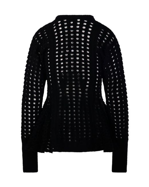 Nude Black Perforated T-Neck Sweater