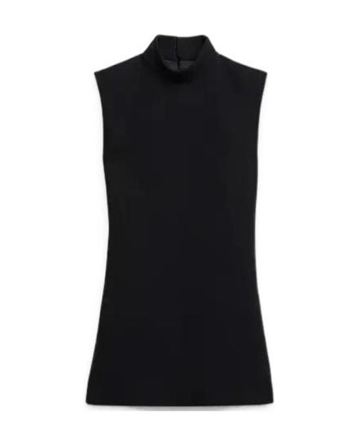 Céline Black A-Line Stand Collar Dress