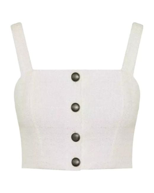 Alessandra Rich White Buttoned Sleeveless Top