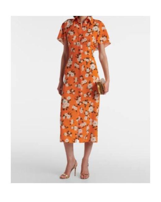 Emilia Wickstead Orange Florencia Floral Crêpe Georgette Shirtdress