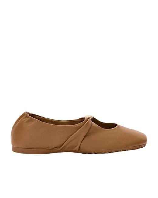 Loewe Brown Pebble Soft Ballerina Shoes