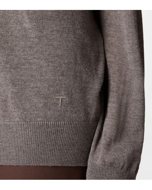Tod's Gray Wool Long-Sleeved Pullover