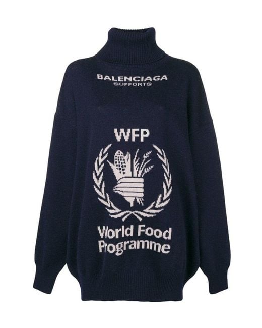 Balenciaga Blue Logo Turtleneck Pullover