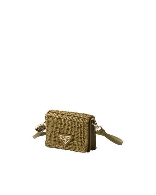Prada Green Crochet Card Holder With Shoulder Strap