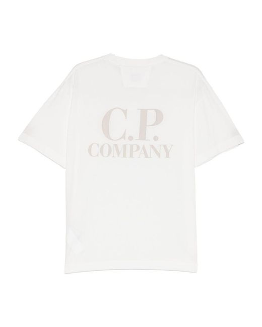 C P Company White Logo-Print T-Shirt for men