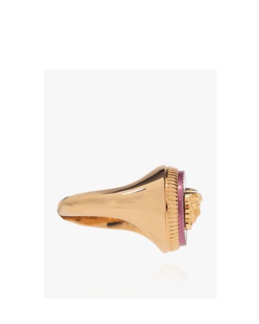 Versace Pink Medusa Head Signet Ring