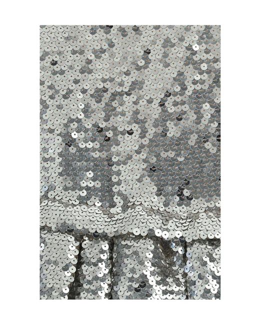 Rabanne Gray Sequin-Embellished Ruffled Mini Skirt