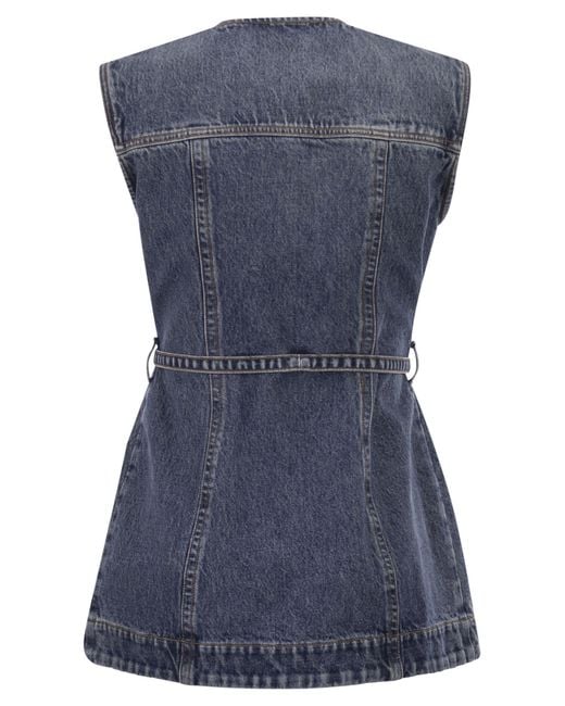 Sportmax Blue Spddominio Denim Sleeveless Top