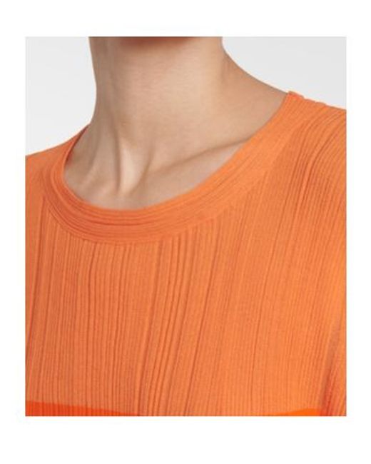 Stella McCartney Orange Pleated Midi Dress