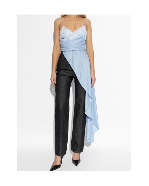 Moschino Blue Asymmetrical Cut Top