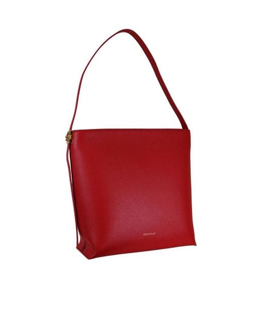 Coccinelle Red C-Me Logo Printed Hobo Bag