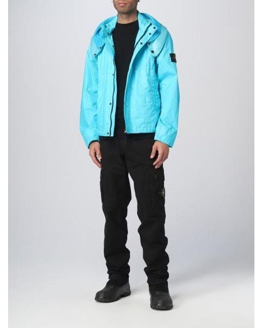Stone Island Blue Logo Patch Zipped Jacket for men