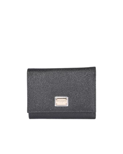 Dolce & Gabbana Gray Logo Plaque Trifold Wallet